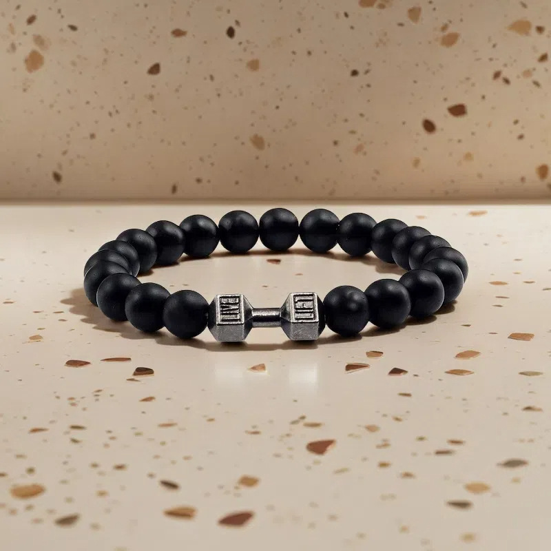 Volcanic stone dumbbell bracelet