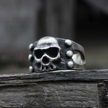 925 Sterling Silver Tough Guy Skull Totem Ring