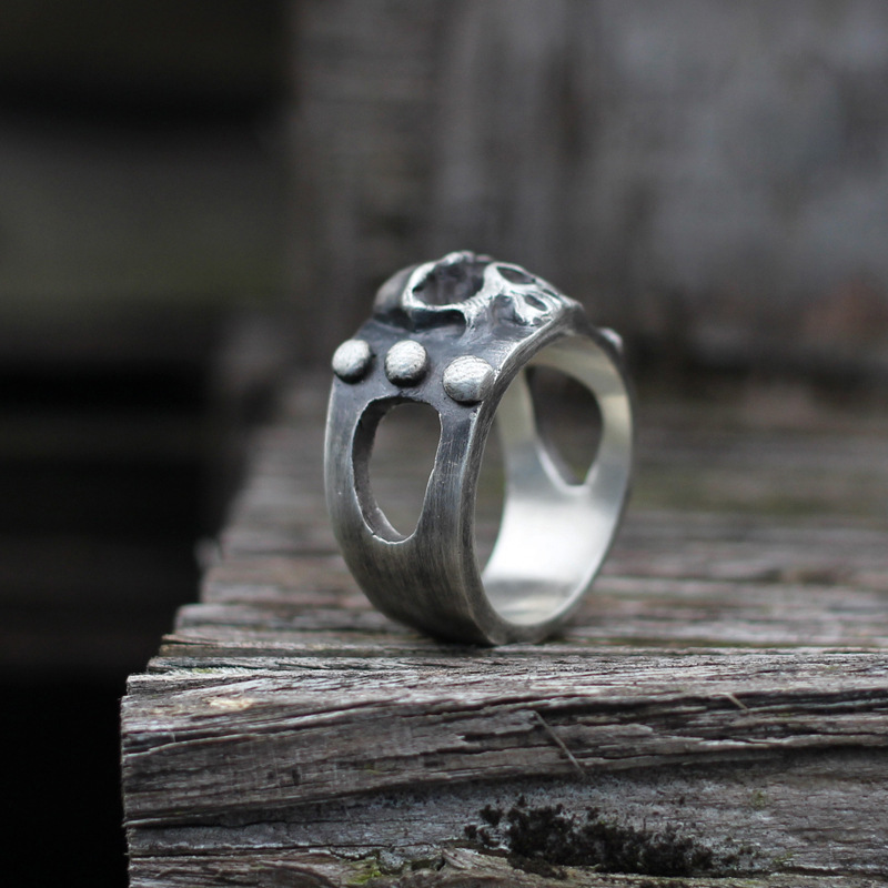 925 Sterling Silver Tough Guy Skull Totem Ring