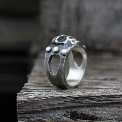 925 Sterling Silver Tough Guy Skull Totem Ring