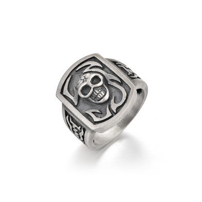 925 Sterling Silver Outlaw Skull Insignia Ring