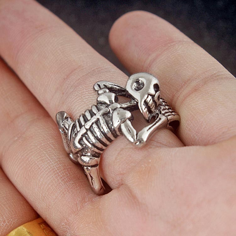 Titanium Steel The Skull Hand Rebel Ring