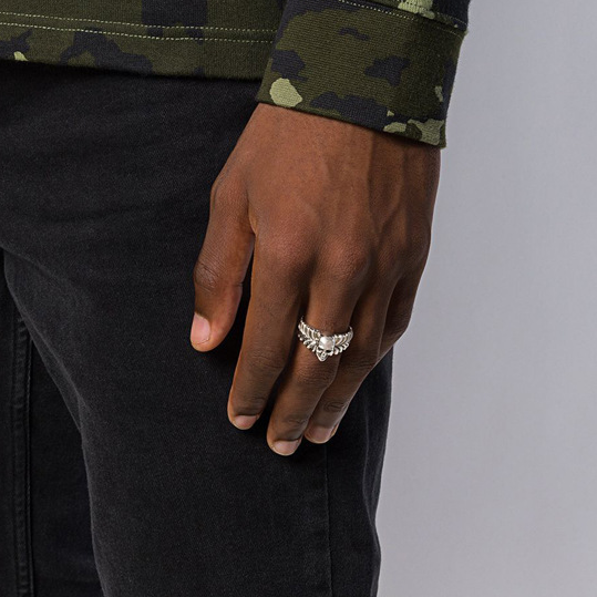 925 Sterling Silver Skull Relief Ring
