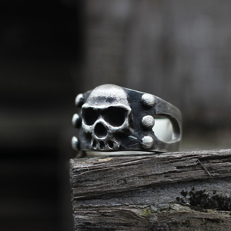 925 Sterling Silver Tough Guy Skull Totem Ring