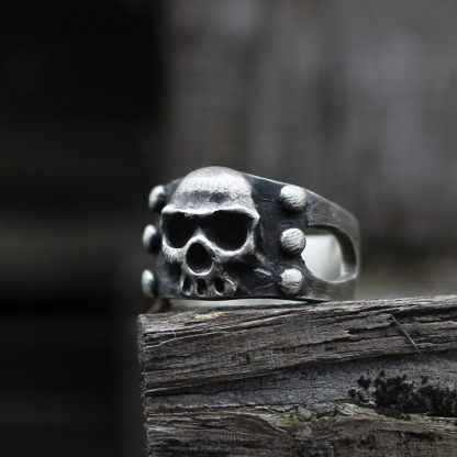 925 Sterling Silver Tough Guy Skull Totem Ring