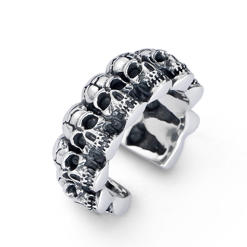 Sterling Silver Cluster Skull  Ring