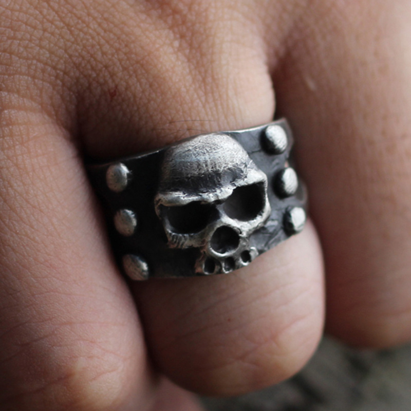 925 Sterling Silver Tough Guy Skull Totem Ring
