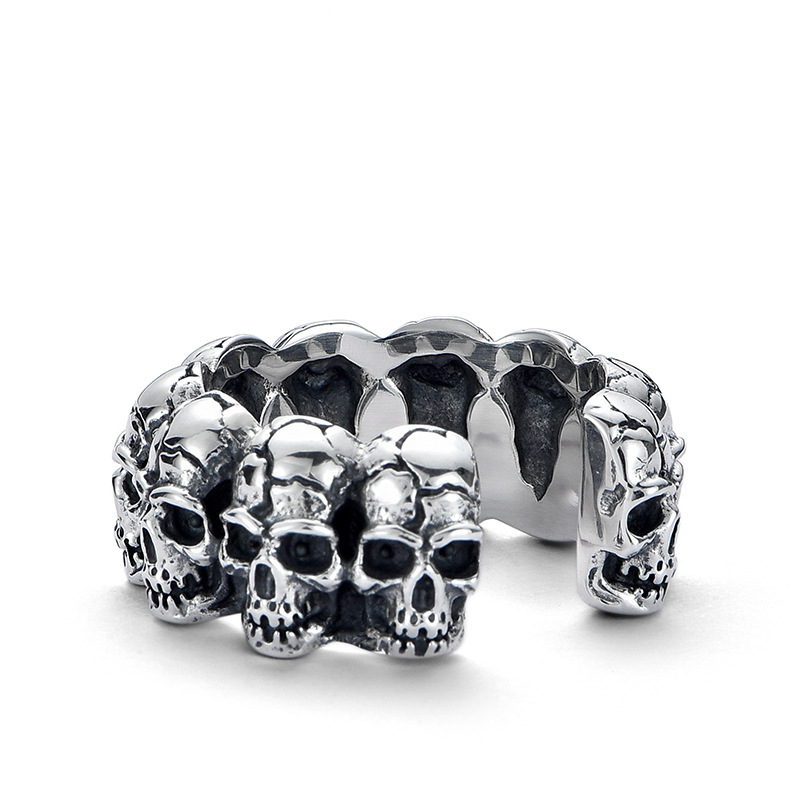 Sterling Silver Cluster Skull  Ring