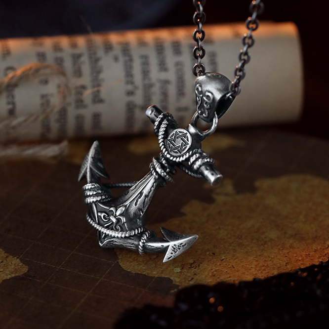 925 Sterling Silver Anchor Pendant Necklace