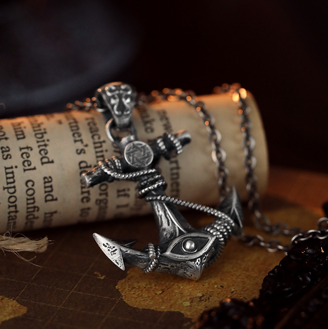 925 Sterling Silver Anchor Pendant Necklace