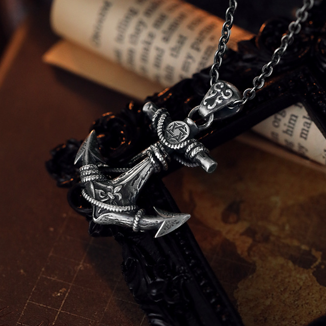 925 Sterling Silver Anchor Pendant Necklace