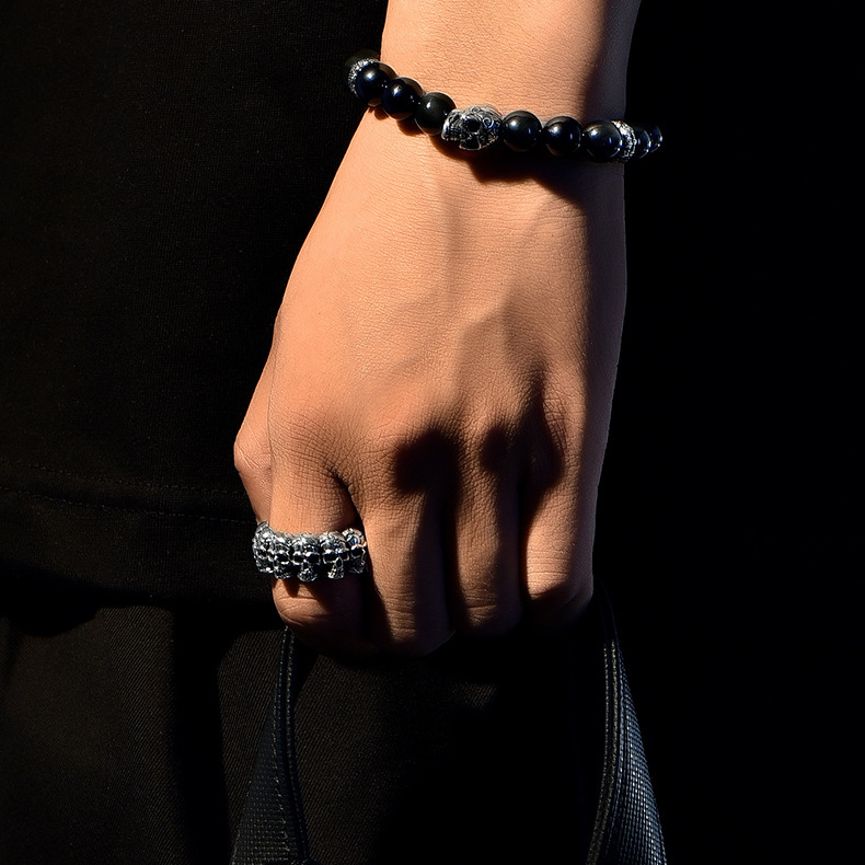 Sterling Silver Cluster Skull  Ring