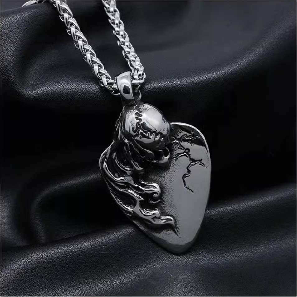 Guitar String Skull Necklace