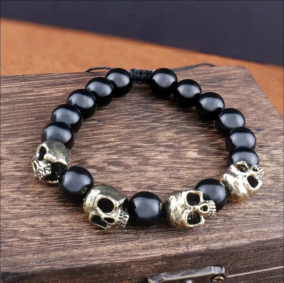 Agate skull bracelet