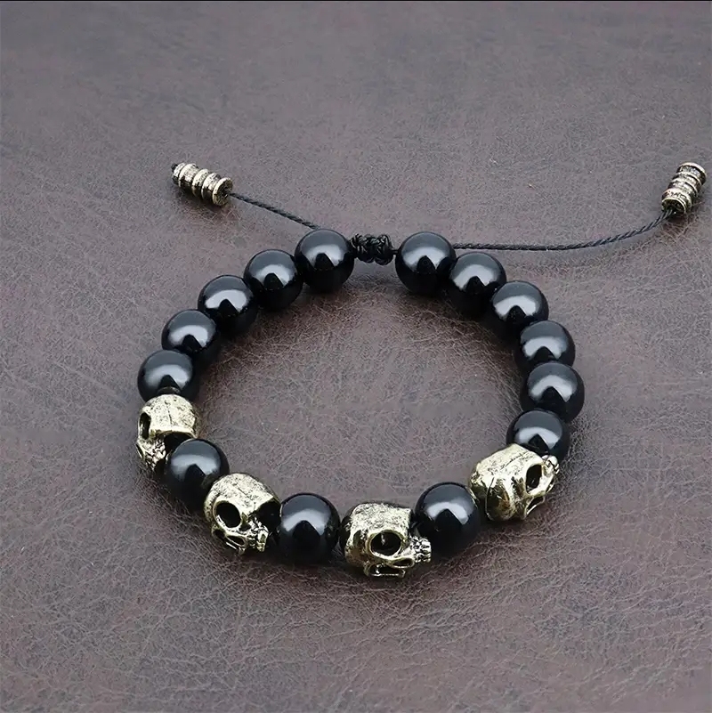 Agate skull bracelet