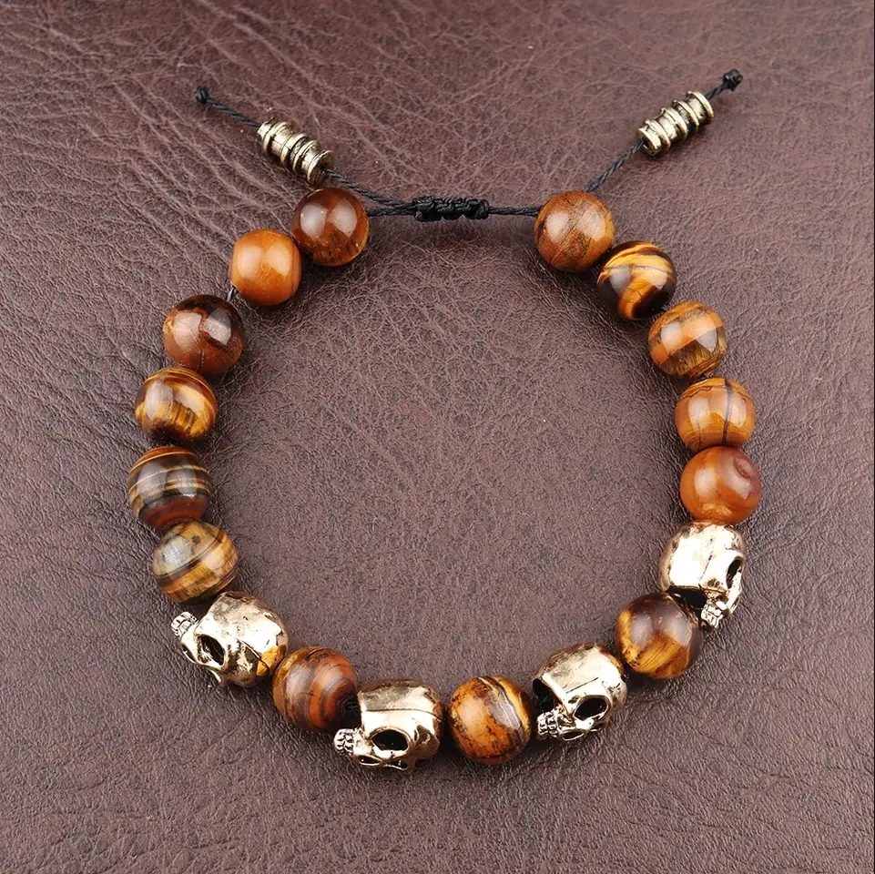 Agate skull bracelet