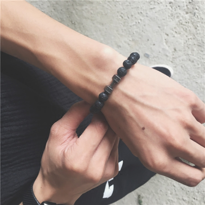 Volcanic stone dumbbell bracelet
