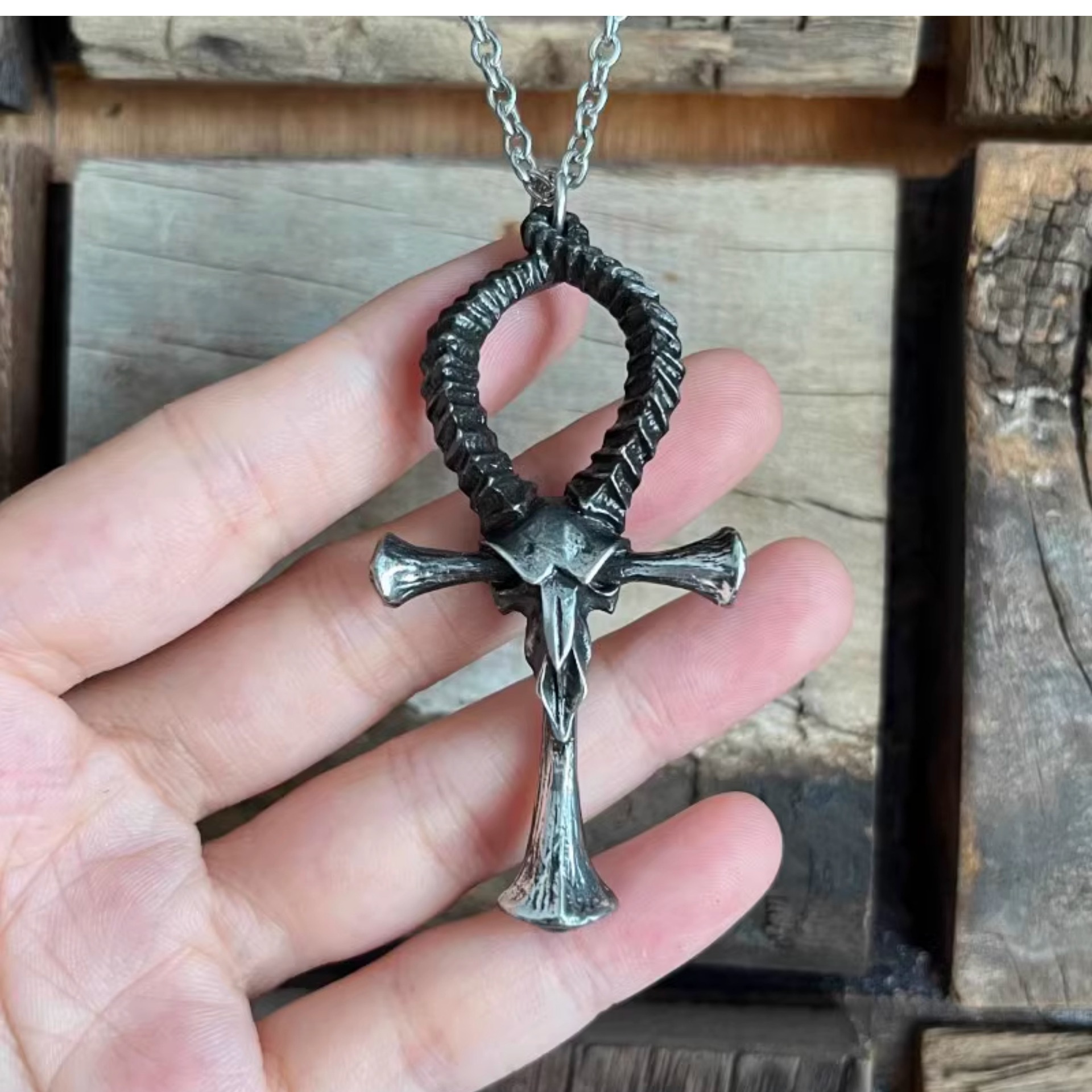 Goat Head Cross Necklace