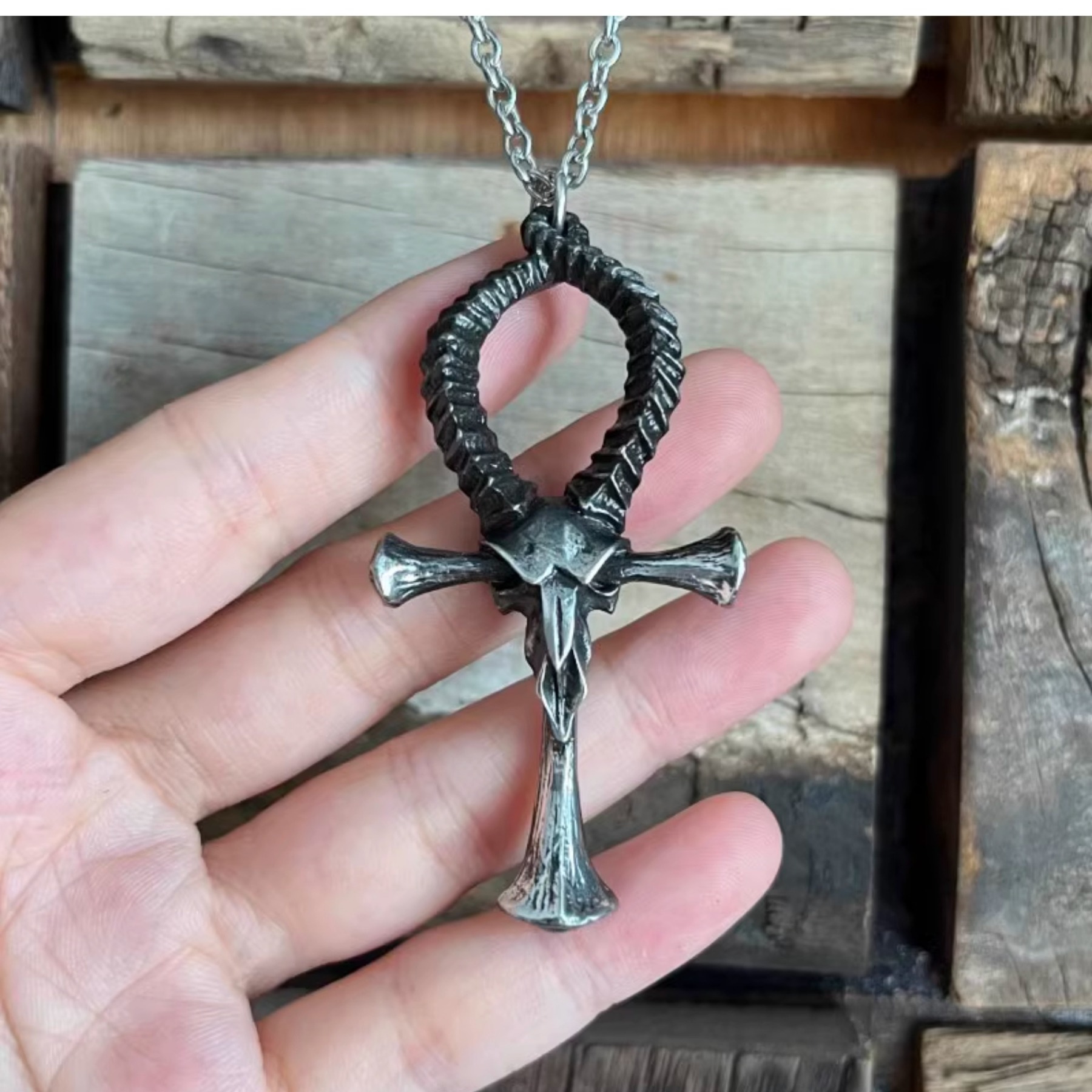 Goat Head Cross Necklace