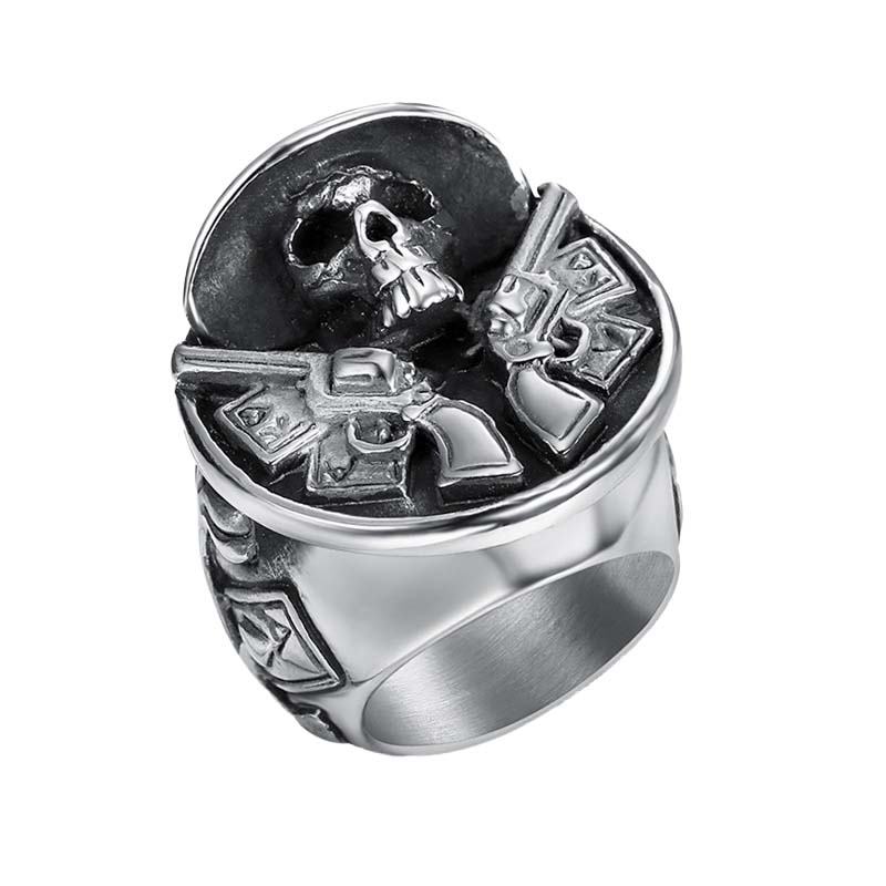 Double Gun Skull Ring