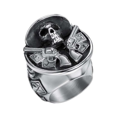Double Gun Skull Ring