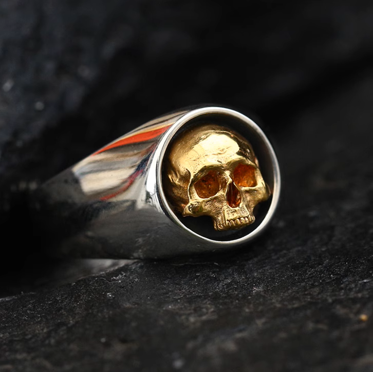 Punk skull adjustable ring