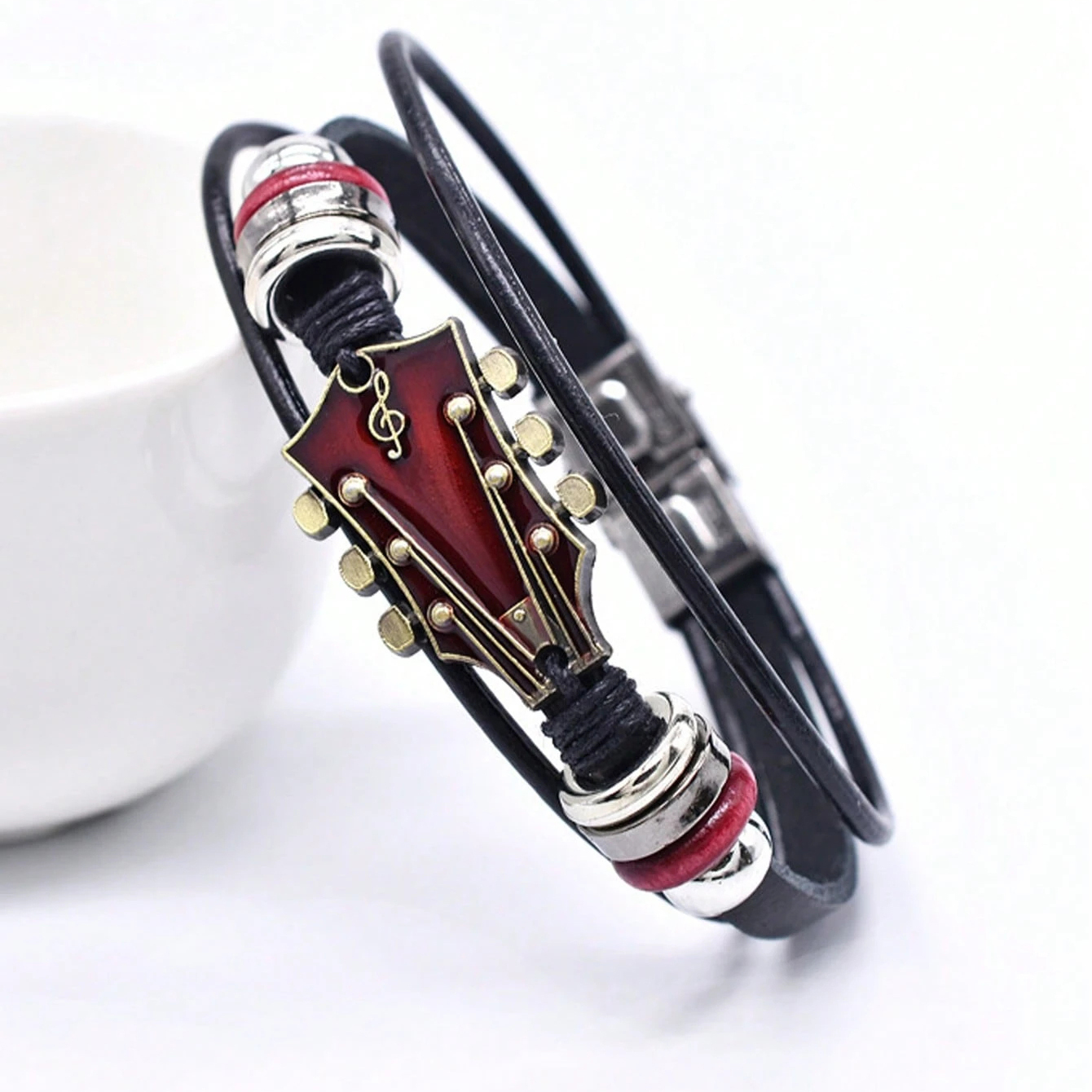 Retro Guitar Leather Bracelet 