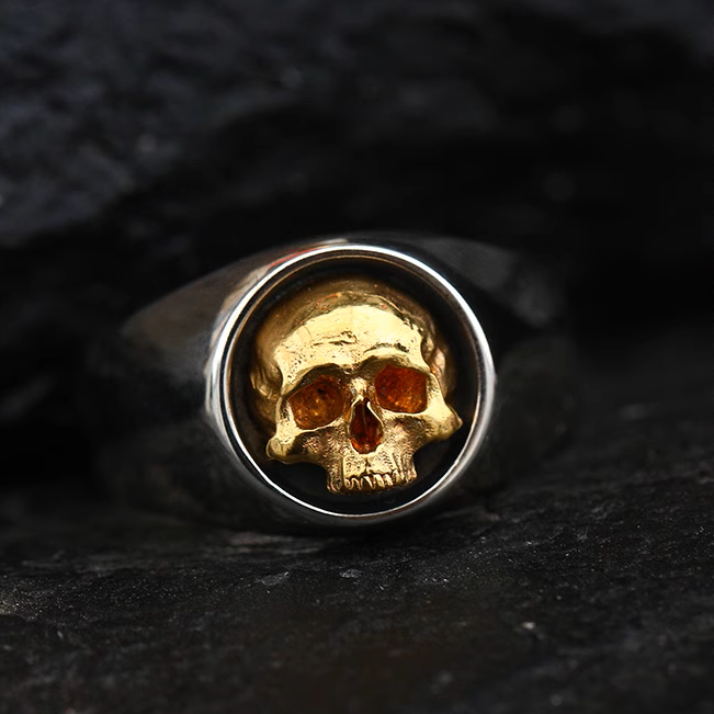 Punk skull adjustable ring