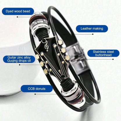 Retro Guitar Leather Bracelet 