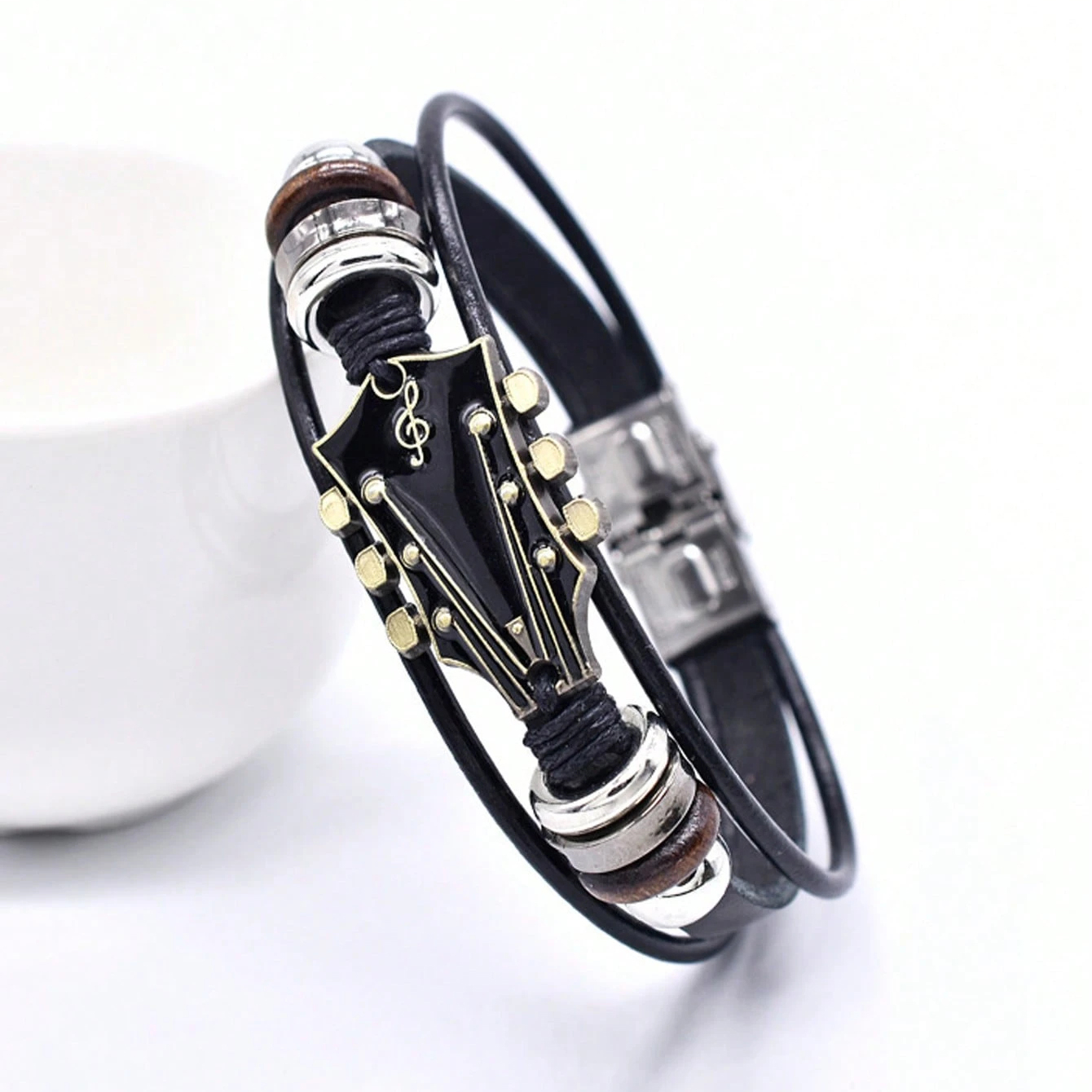 Retro Guitar Leather Bracelet 