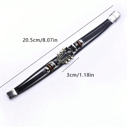 Retro Guitar Leather Bracelet 