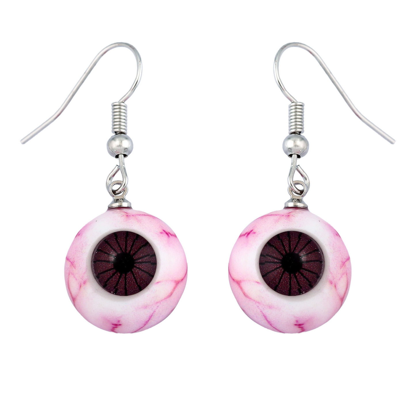 Horrible blood-red eyeball resin earrings