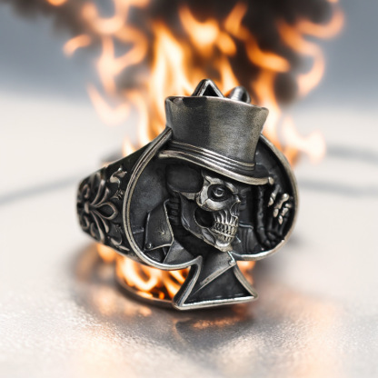 Spade Magician Skull Ring