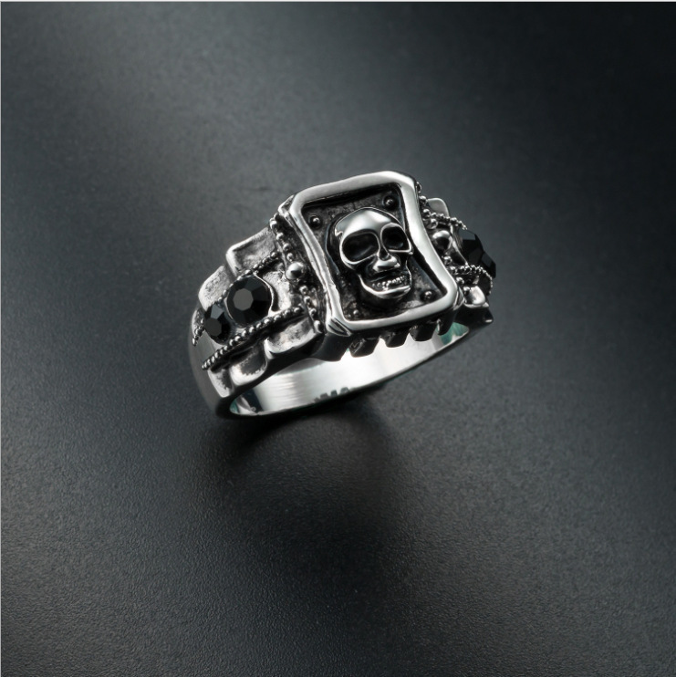 Black Diamond Skull Ring