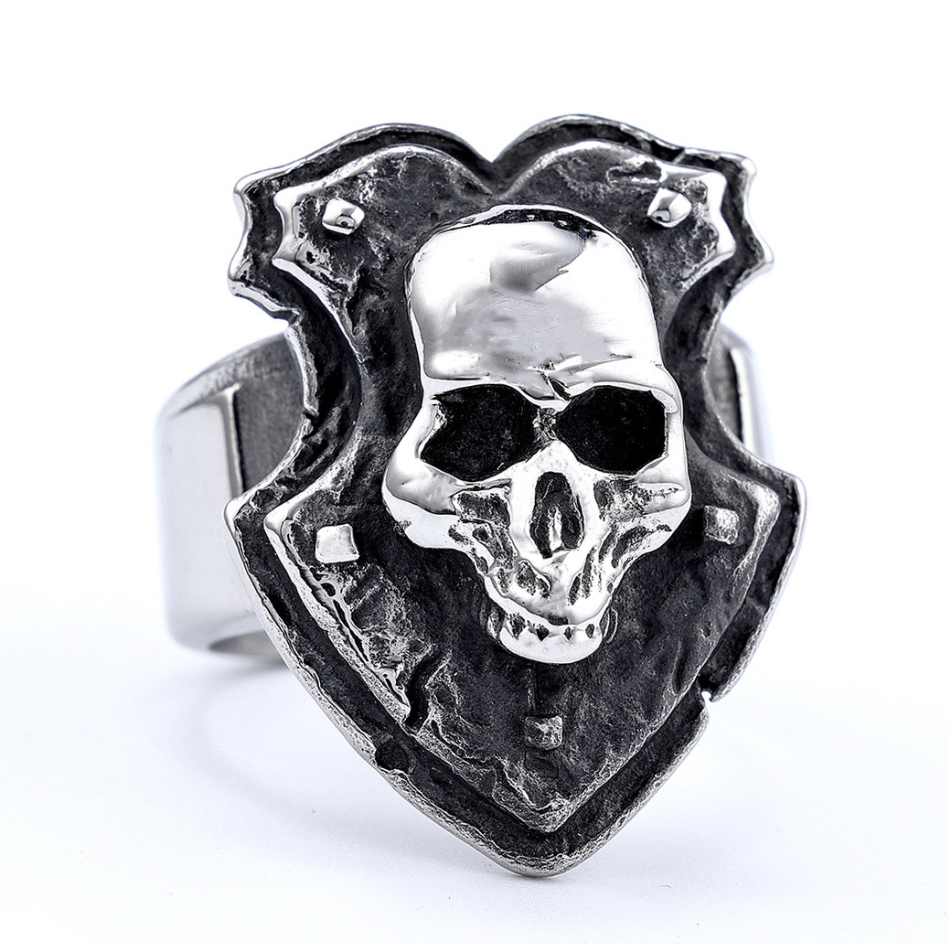 Vintage motorcycle style skull ring