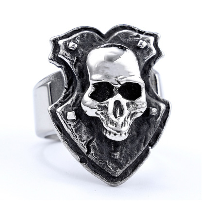 Vintage motorcycle style skull ring