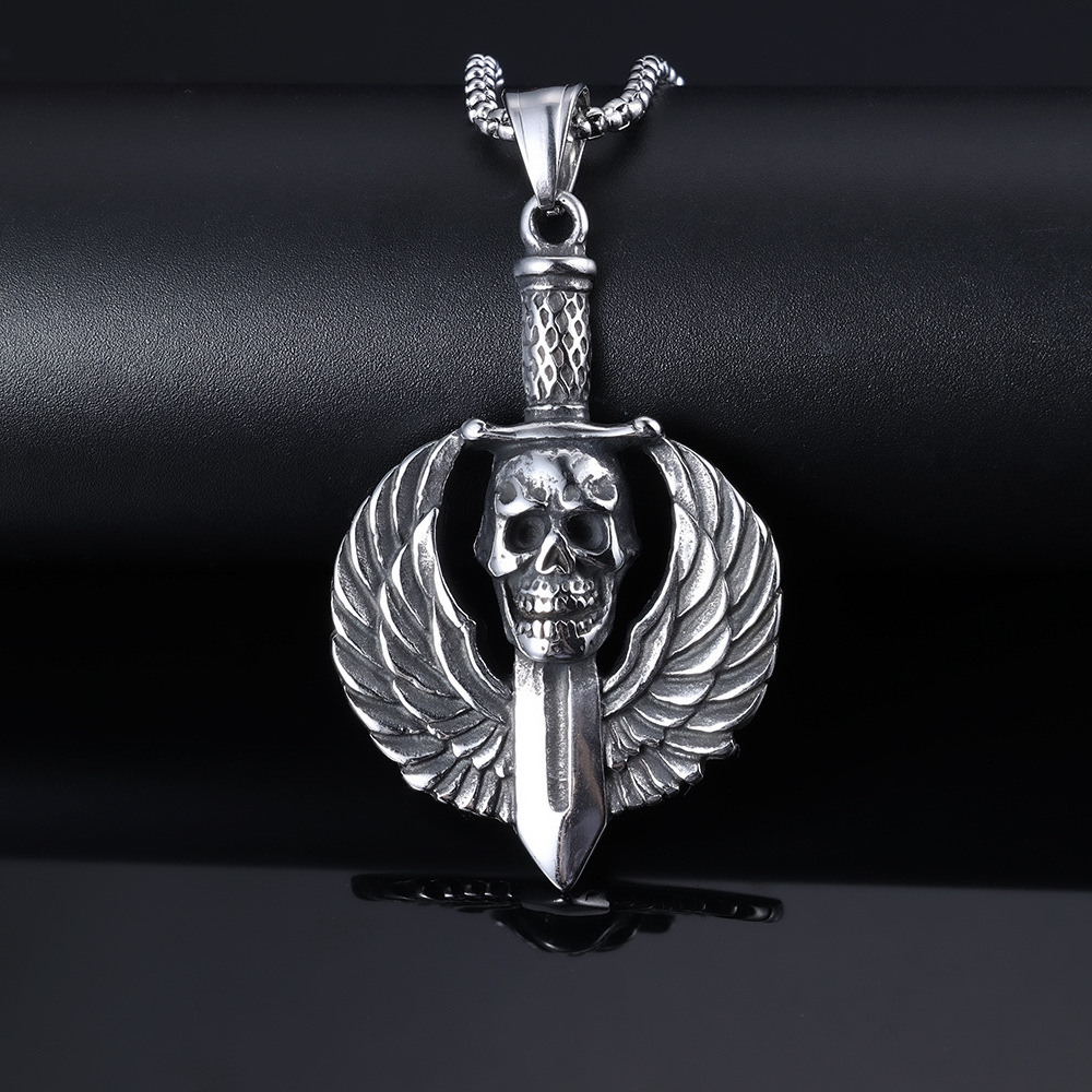 Skull Wings Sword Pendant