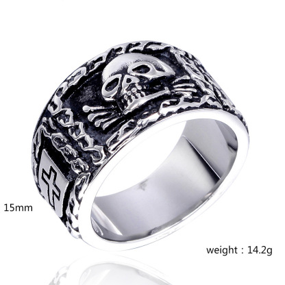 Cool Skull Hip Hop Punk Cross Ring