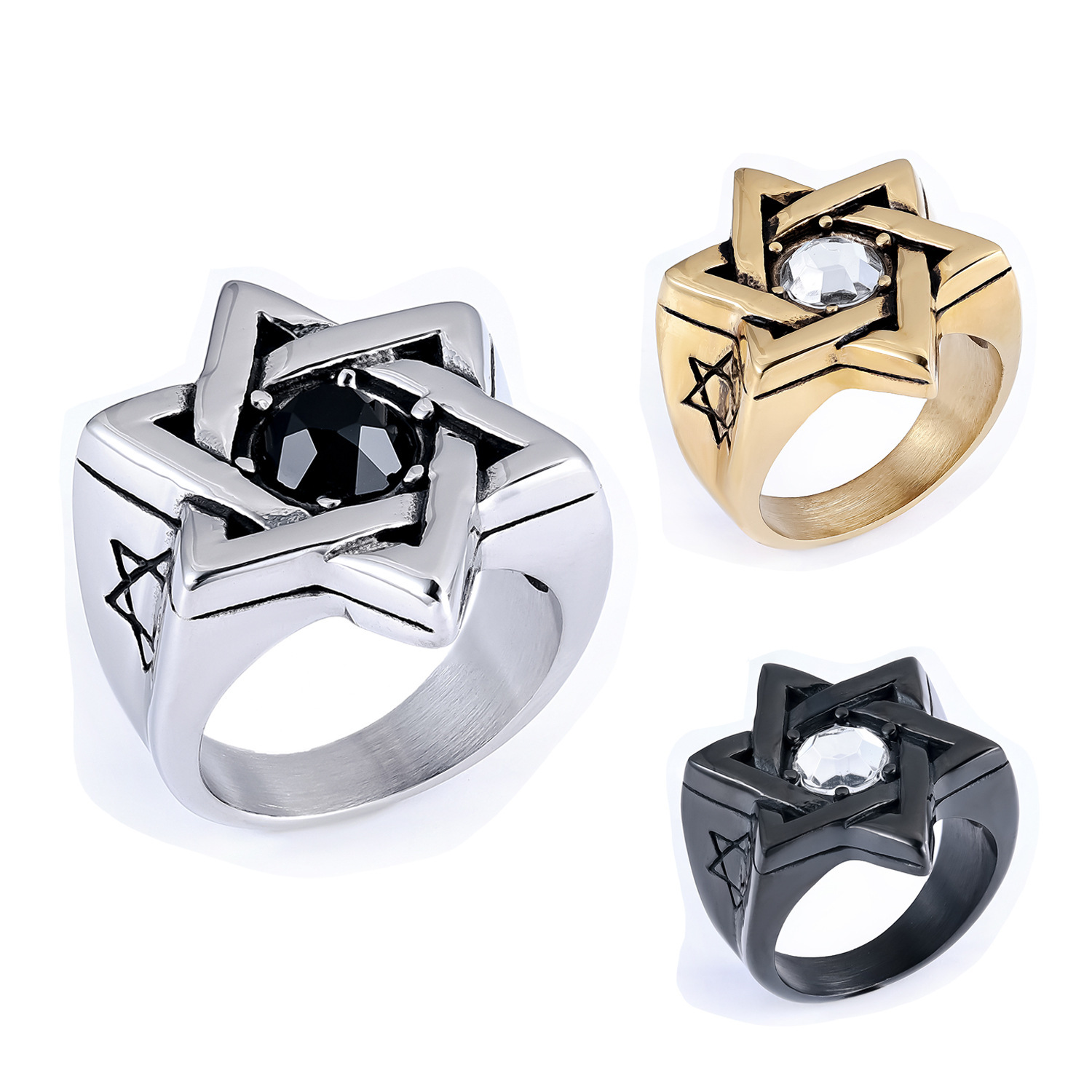 Hexagram + Gem Ring