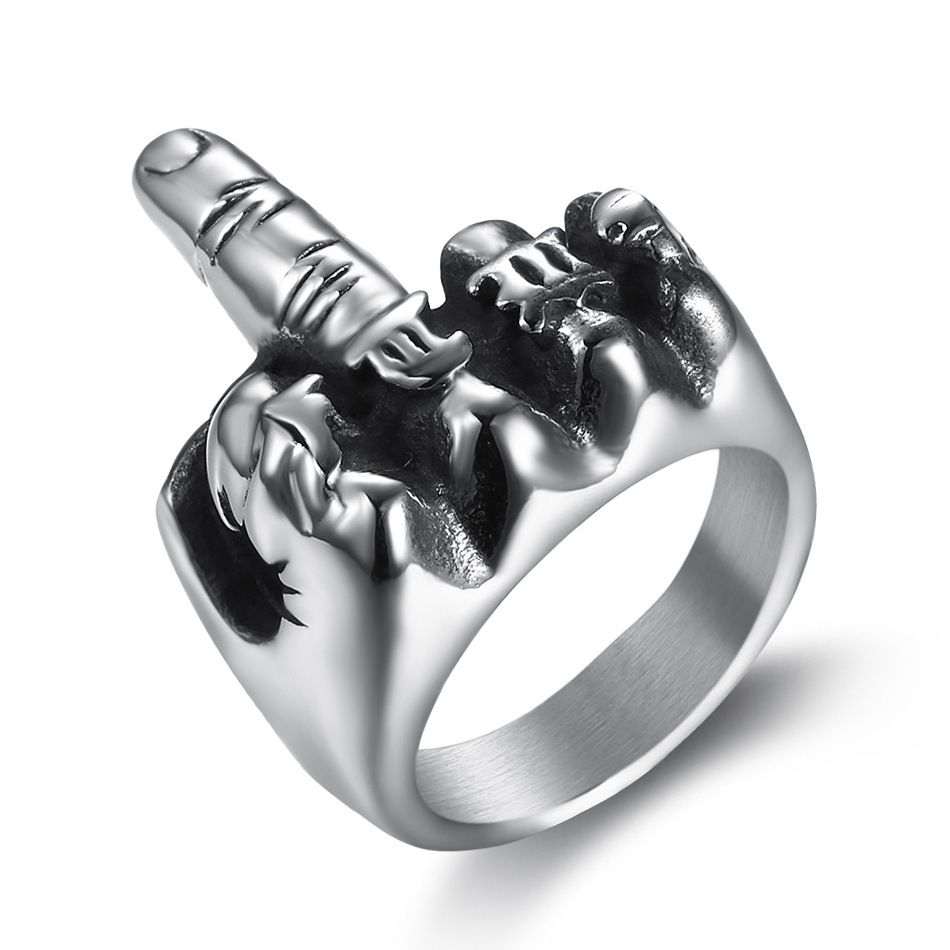 Vintage fist middle finger ring