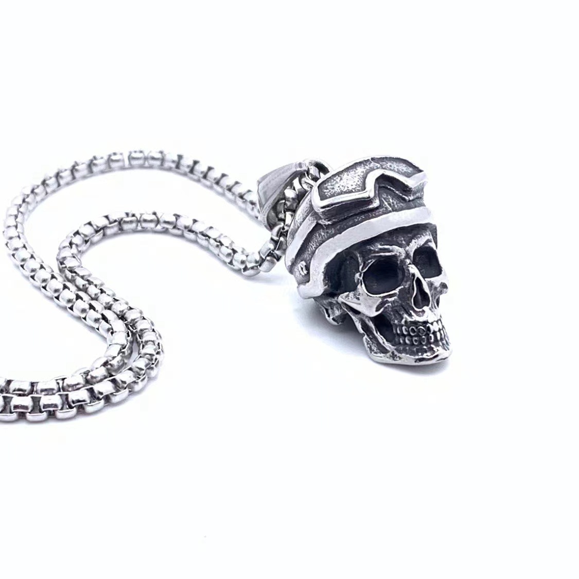 Pilot skull 925 silver pendant