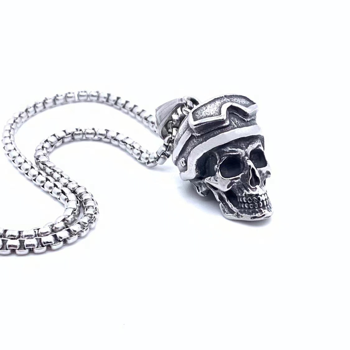 Pilot skull 925 silver pendant