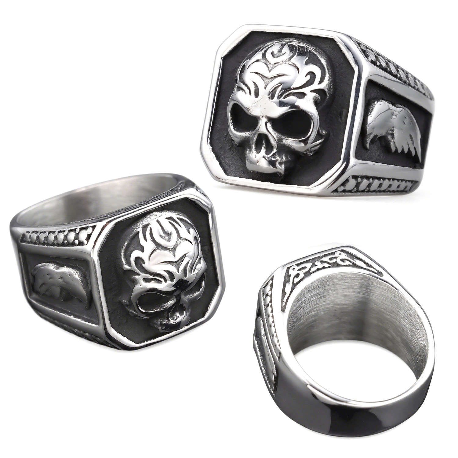 Skull Crow 925 Silver Ring