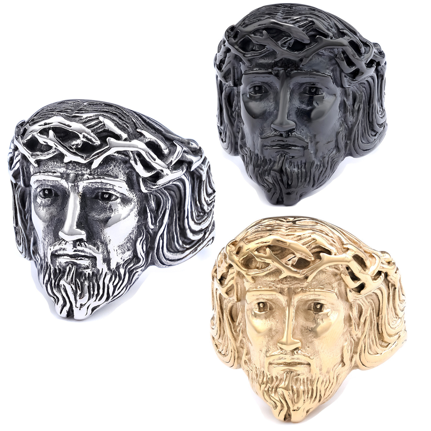 925 silver men's ring with human head