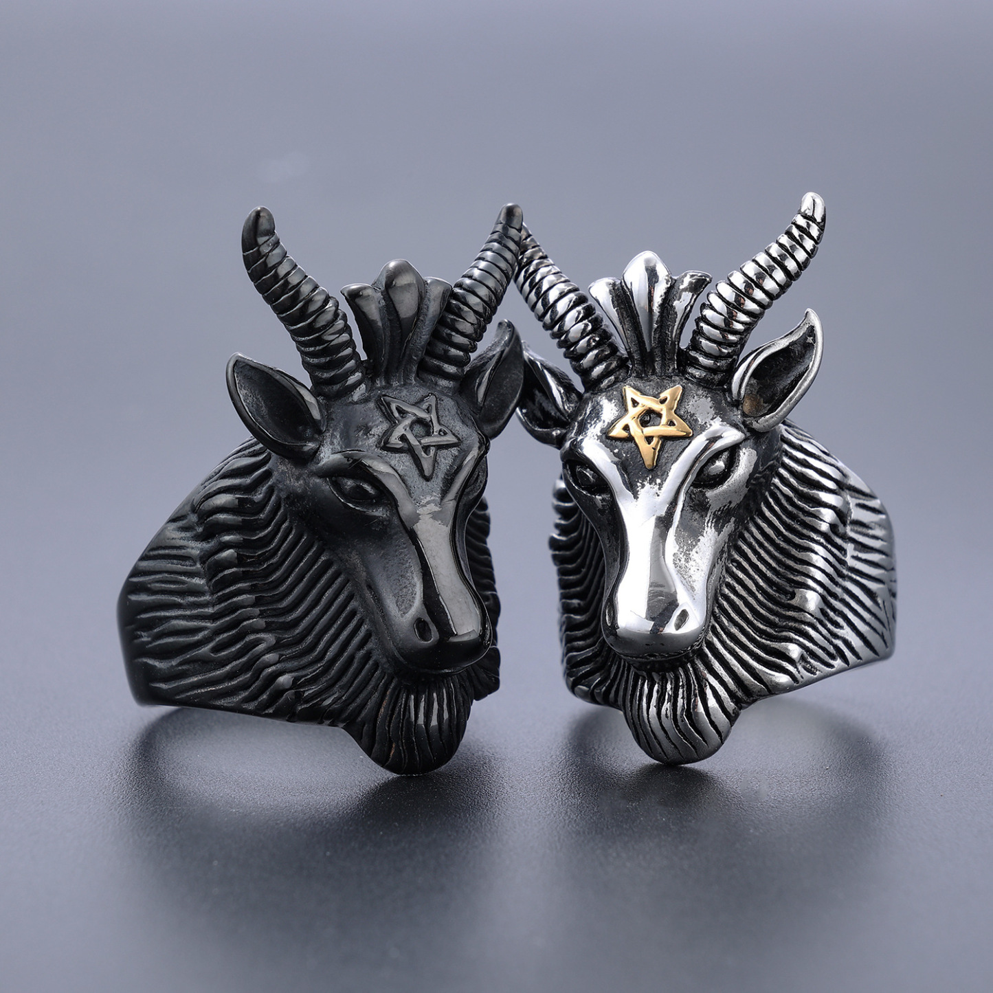 Five-pointed star ram shape 925 silver ring