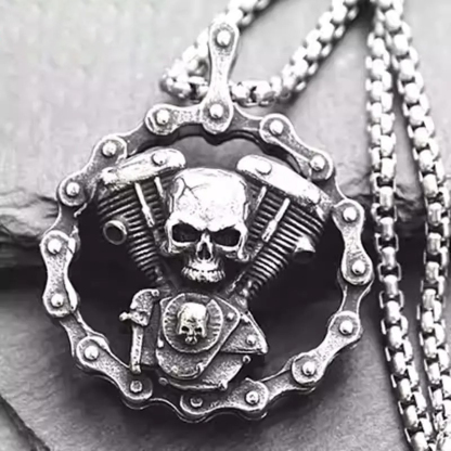 Vintage Skull Biker Necklace