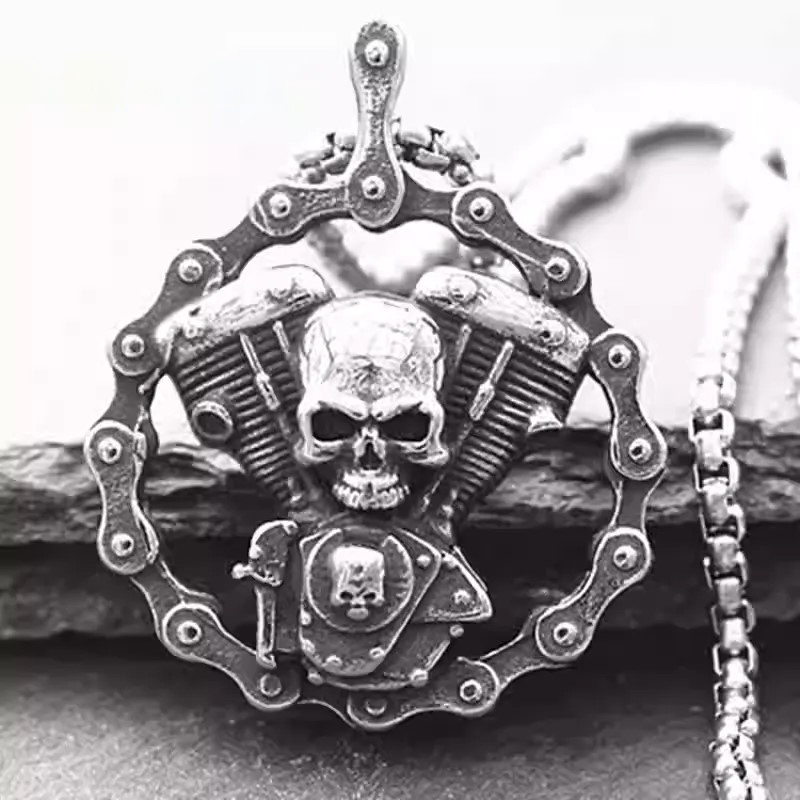 Vintage Skull Biker Necklace