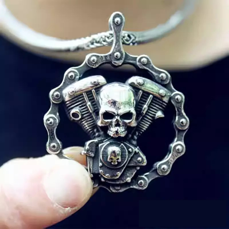 Vintage Skull Biker Necklace
