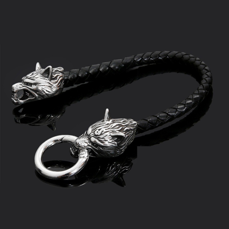 Viking wolf head bracelet
