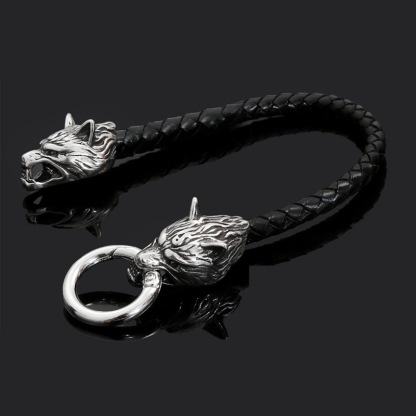 Viking wolf head bracelet